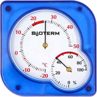 Bimetall-Innenraumthermometer mit Hygrometer (-20 bis +50 °C), blau