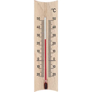 Zimmerthermometer aus Holz (-20 bis +50 °C), hellbraun, 15 cm