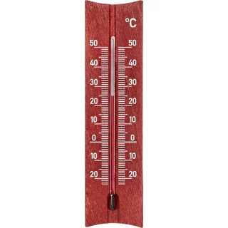 Zimmerthermometer aus Holz (-20 bis +50 °C), mahagonifarben, 15 cm