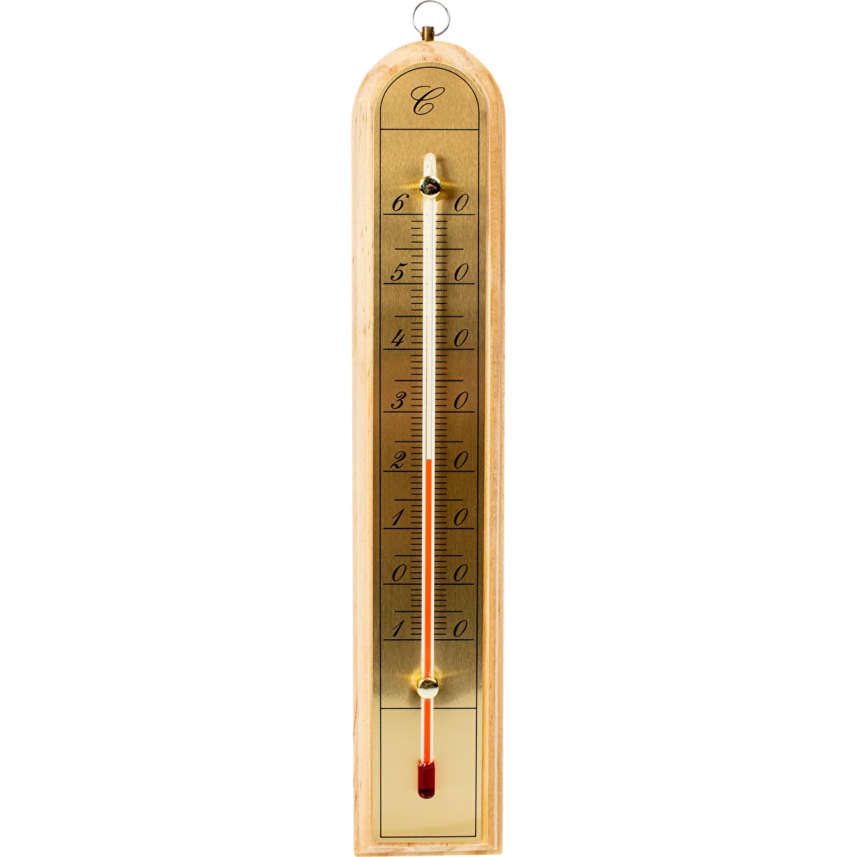 Zimmerthermometer mit goldfarbener Skala (-10 °C bis +60 °C), 28 cm, Mix