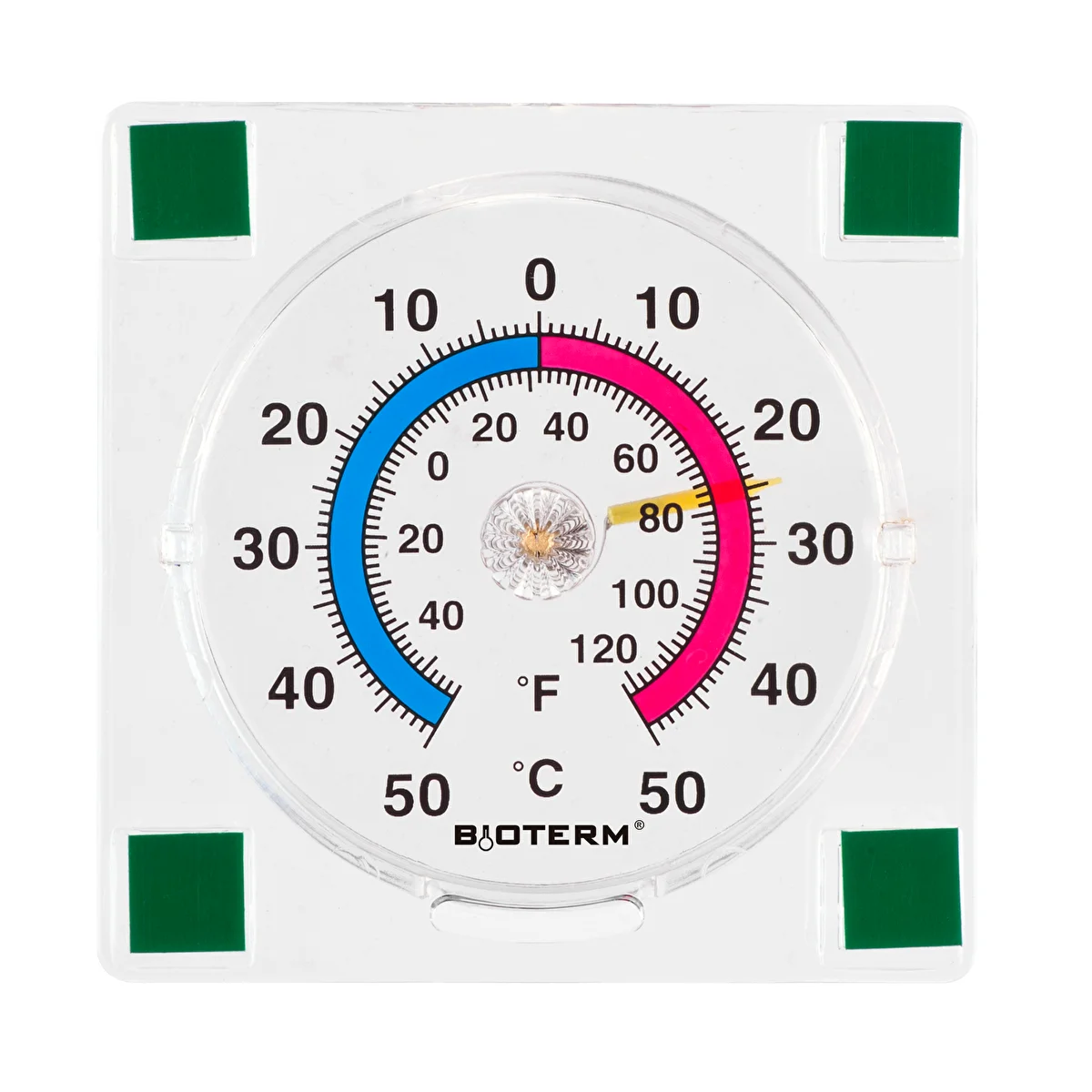 Transparentes, selbstklebendes Universalthermometer (-50 °C bis +50 °C)