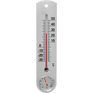 Universelles silbernes Thermometer mit Hygrometer (-30 °C bis +50 °C) 25 cm