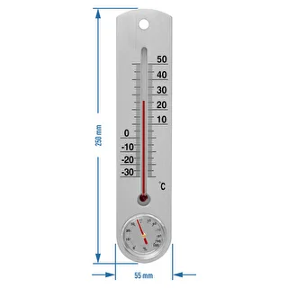 Universelles silbernes Thermometer mit Hygrometer (-30 °C bis +50 °C) 25 cm – photo 2