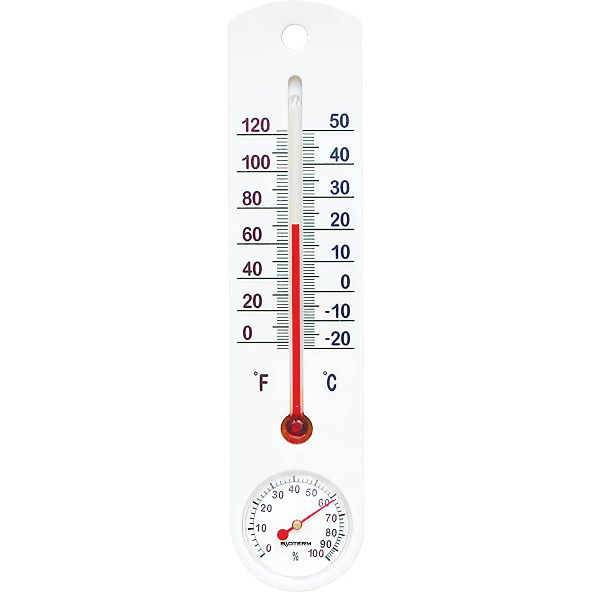 Universelles weißes Thermometer mit Hygrometer (-20 °C bis +50 °C), 25 cm