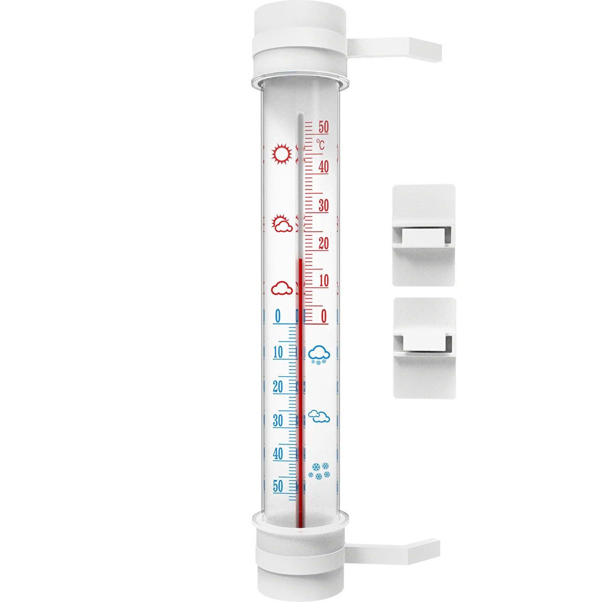 Weißes Außenthermometer (-50°C bis +50°C), 27 cm