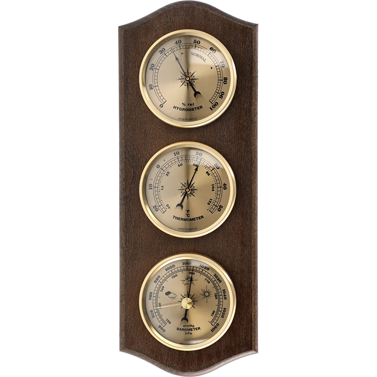 Retro-Wetterstation – Wenge mit goldenen Zifferblättern
