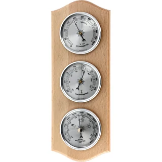 Retro-Wetterstation - naturbelassenes Holz mit silbernen Skalen