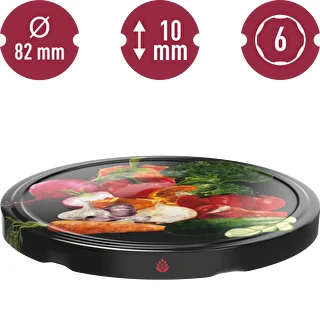 Schraubdeckel fi82/6 mit Gemüse-Motiv auf schwarzem Hintergrund – 10 Stück – photo 3