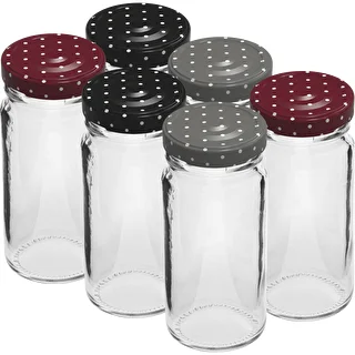 Twist-Off-Glas 90 ml mit farbigem Deckel, Ø 43 mm – 6er-Set