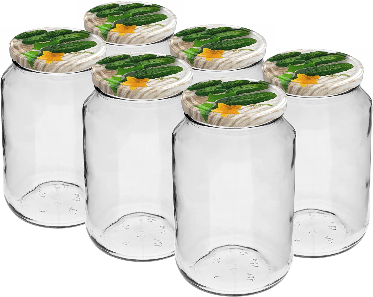 Twist-Offs Glas 1000 ml mit buntem Schraubverschluss Ø 82/6 – 6 Stück