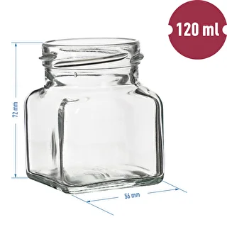 Quadratisches Twist-Off-Glas 120 ml, TO 53 (Ø 53 mm), mit Schraubdeckel – 6 Stück – photo 5