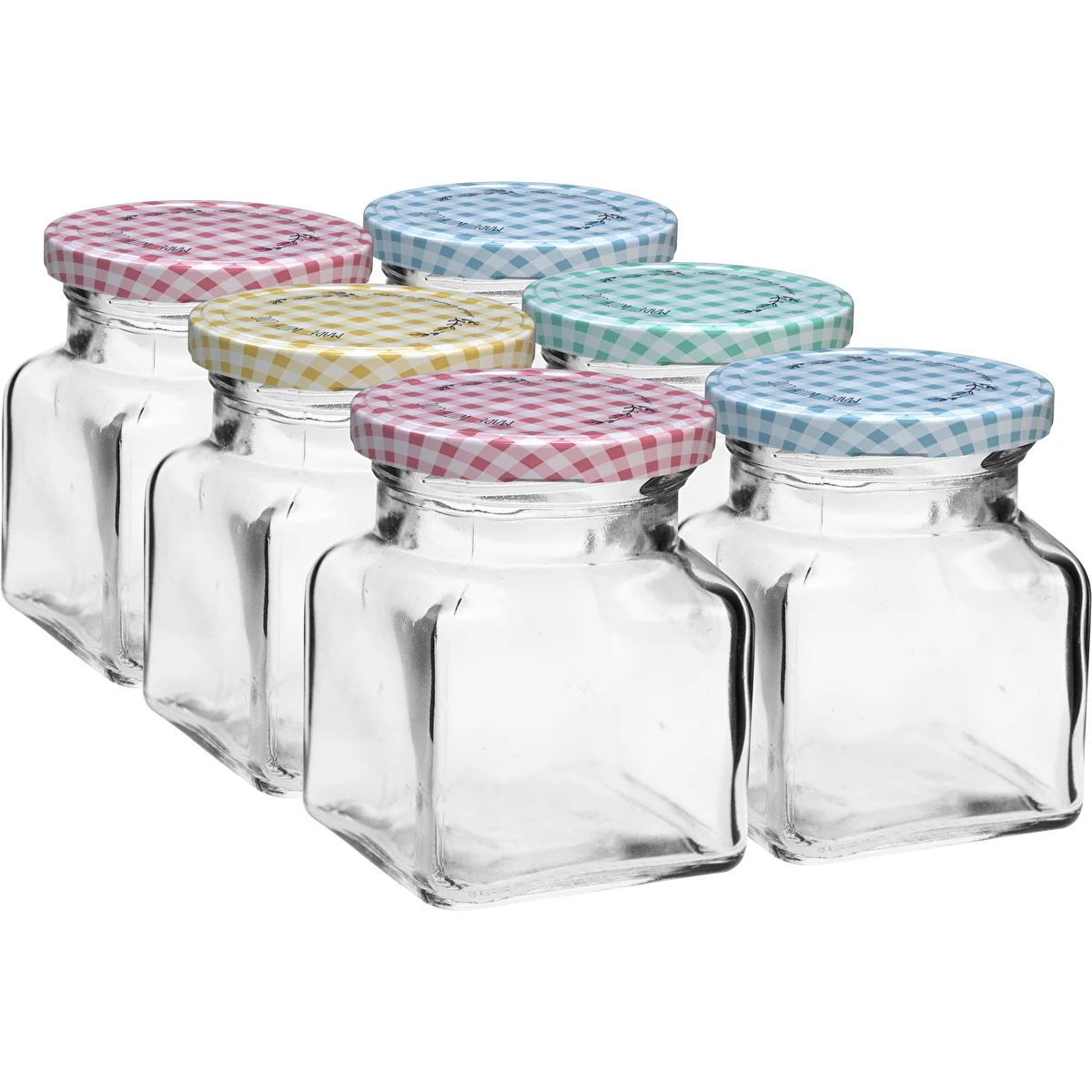 Quadratisches Twist-Off-Glas 120 ml, TO 53 (Ø 53 mm), mit Schraubdeckel – 6 Stück