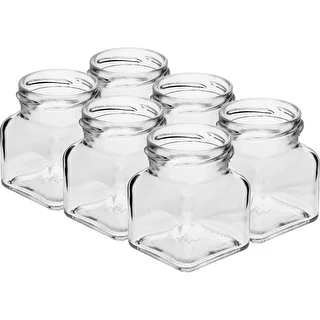 Eckiges Twist-Off-Glas 120 ml – Ø 53, mit schwarzem Deckel, 6 Stück – photo 3