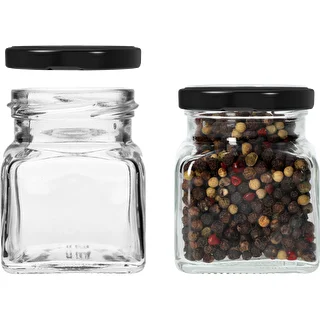 Eckiges Twist-Off-Glas 120 ml – Ø 53, mit schwarzem Deckel, 6 Stück – photo 4