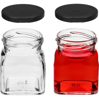 Eckiges Twist-Off-Glas 120 ml – Ø 53, mit schwarzem Deckel, 6 Stück – photo 5