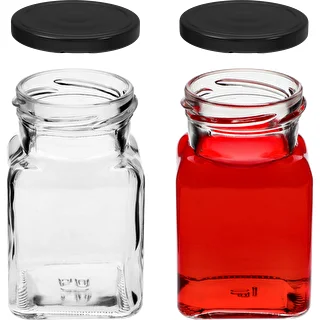 Twist-off-Glas 150 ml Cztery kąty Ø 53 mm mit schwarzem Deckel, 6 Stück – photo 5