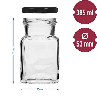 Twist-off-Glas 150 ml Cztery kąty Ø 53 mm mit schwarzem Deckel, 6 Stück – photo 6