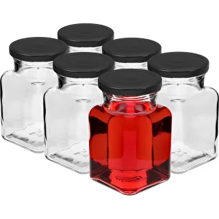 Twist-off-Glas 150 ml Cztery kąty Ø 53 mm mit schwarzem Deckel, 6 Stück – photo 2