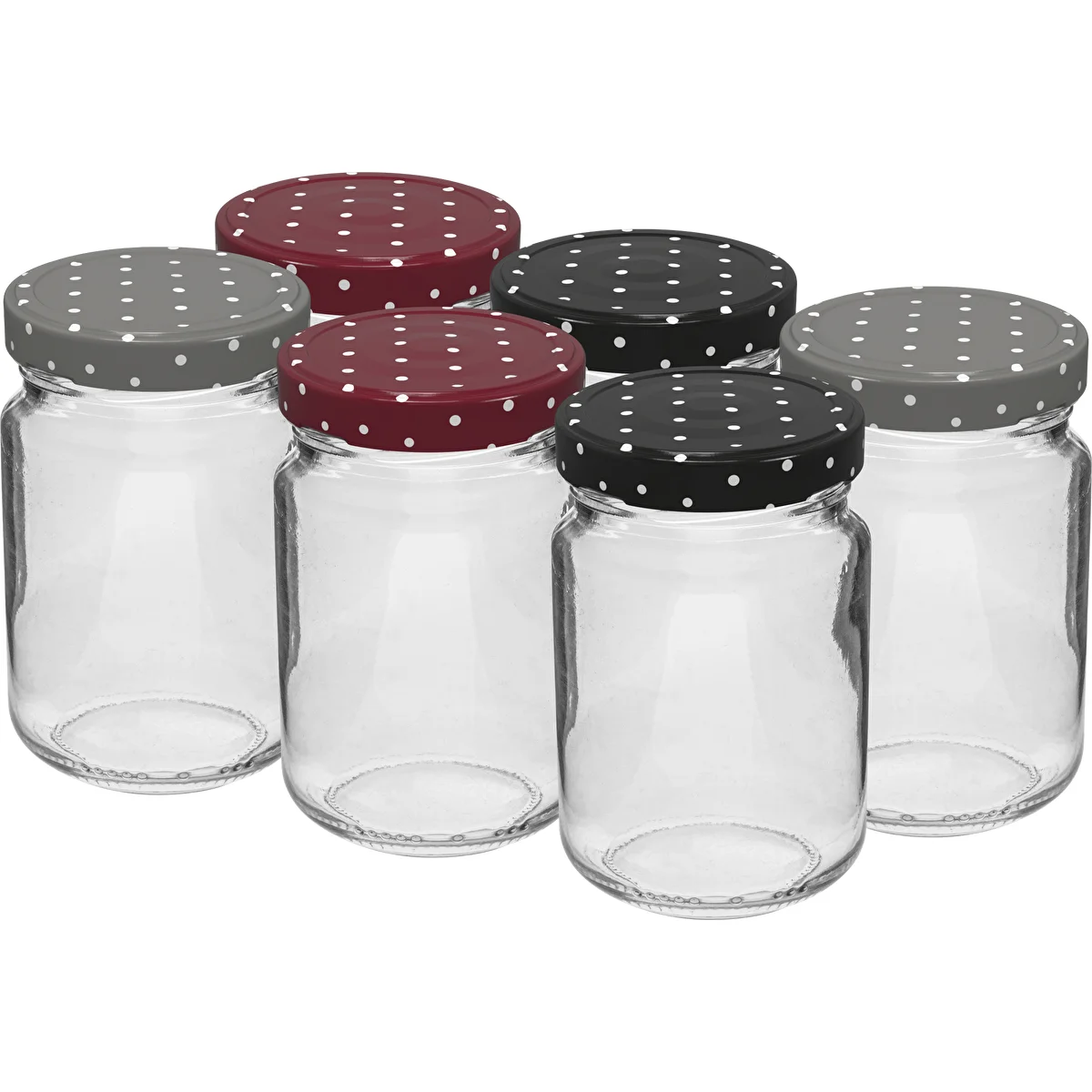 Twist-Off-Glas 156 ml mit farbigem Deckel Ø 53/4 - 6 Stück