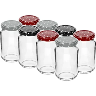 TO-Glas 190 ml mit farbigen Deckeln Ø 53 mm – 8 Stück