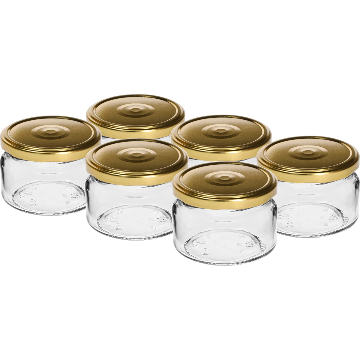 Niedriges 200-ml-Glas – mit goldenem Twist-off-Deckel TO 82/6, 6 Stück