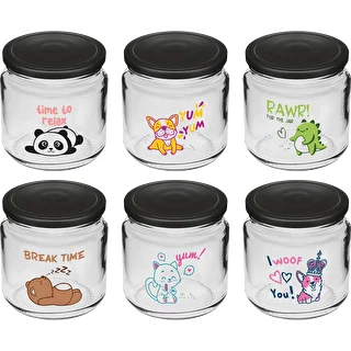 Kinder-Glas 212 ml mit Aufdruck, Twist-Off-Schraubdeckel fi 66/4, 6 Stück