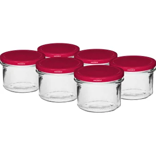 Gerades Einmachglas 235 ml (TO 82, Ø 82 mm) mit bordeauxrotem Twist-Off-Deckel – 6 Stück