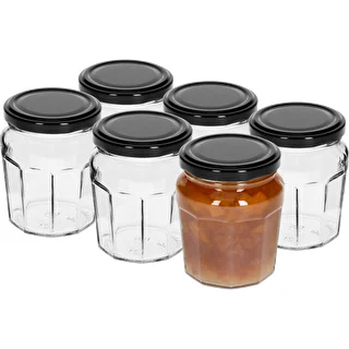 Konfitüreglas 230 ml mit schwarzem Deckel fi63/4 - 6 Stück – photo 2