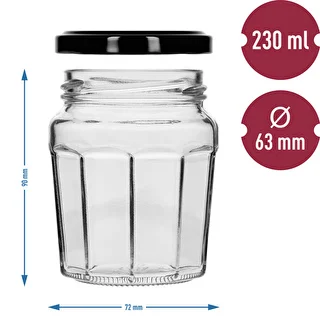 Konfitüreglas 230 ml mit schwarzem Deckel fi63/4 - 6 Stück – photo 8