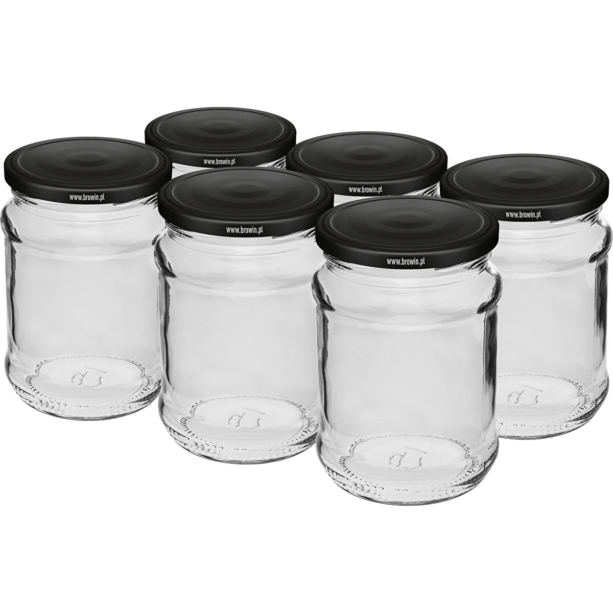 Schraubglas 250 ml, TO 66/4, schwarzer Deckel – 6 Stück