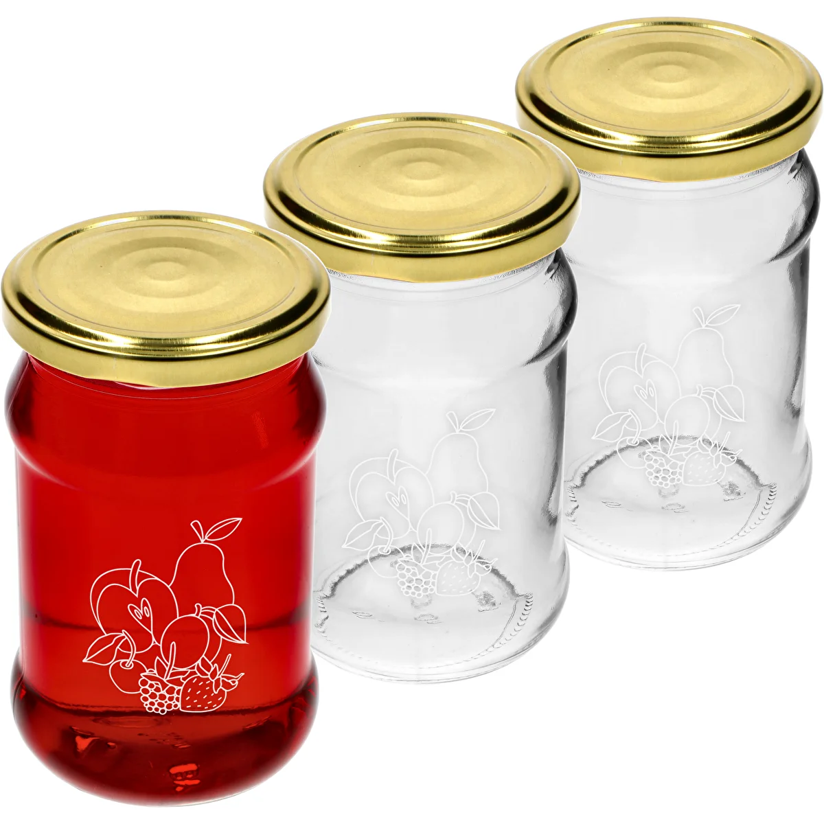TO-Glas 300 ml mit Aufdruck – Fruchtmix, mit Deckel Ø 66/4 – 3 Stück
