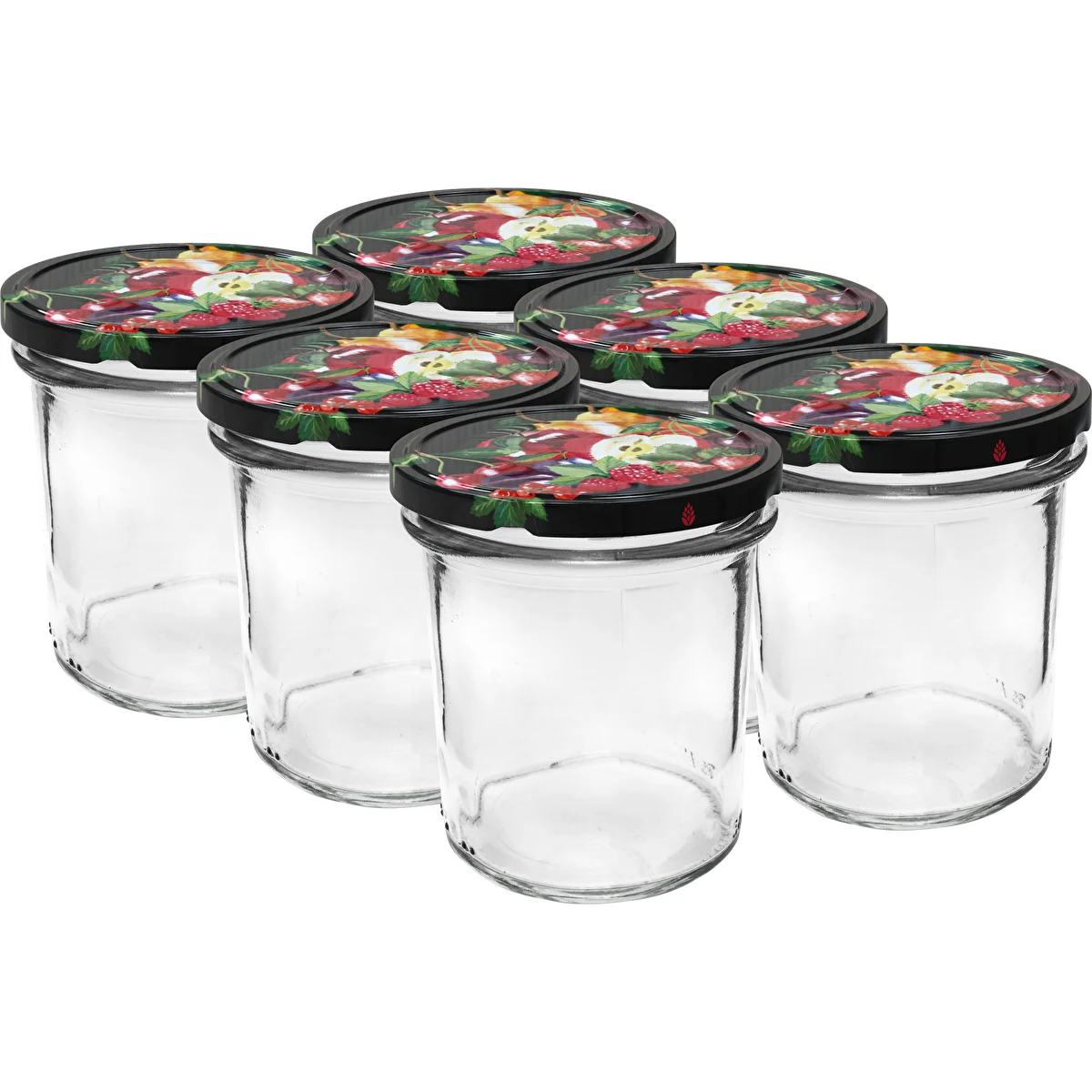 Einmachglas 350 ml mit farbigem Schraubdeckel – 6 Stück