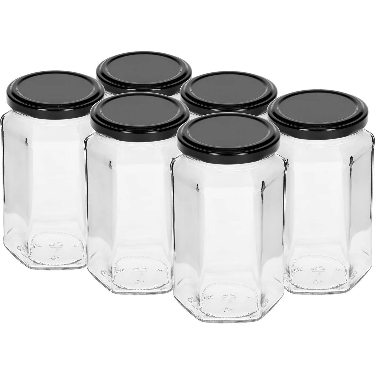 Twist-off-Glas 385 ml mit schwarzem Deckel Ø 63 mm, 6 Stück