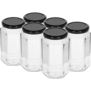 Twist-off-Glas 385 ml mit schwarzem Deckel Ø 63 mm, 6 Stück