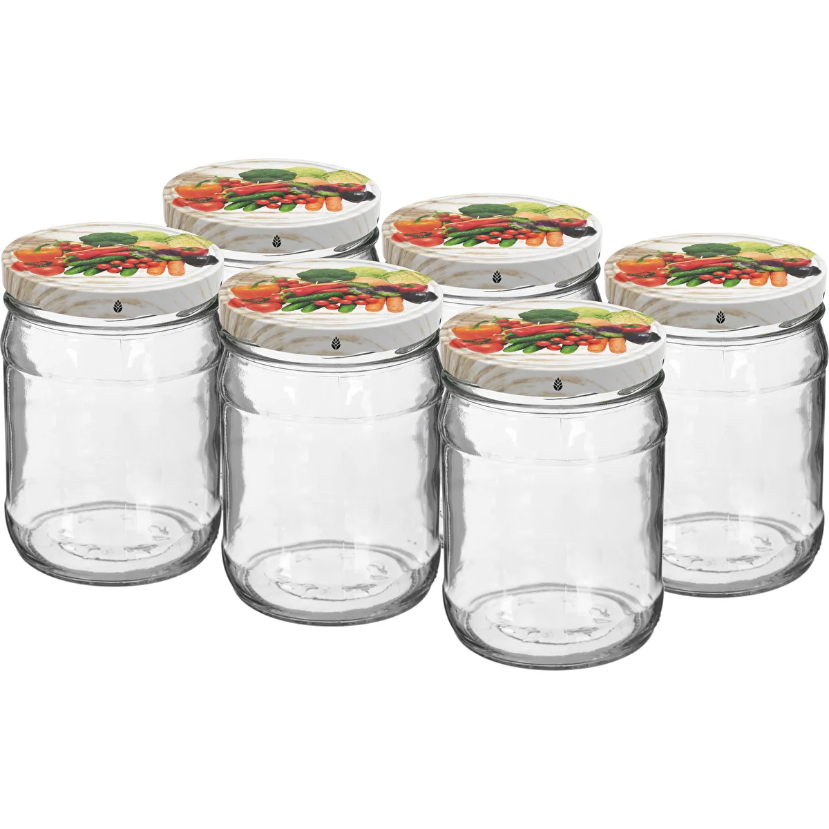 Twist-Off-Glas 500 ml mit farbigem Deckel TO 82/6 – 6 Stück
