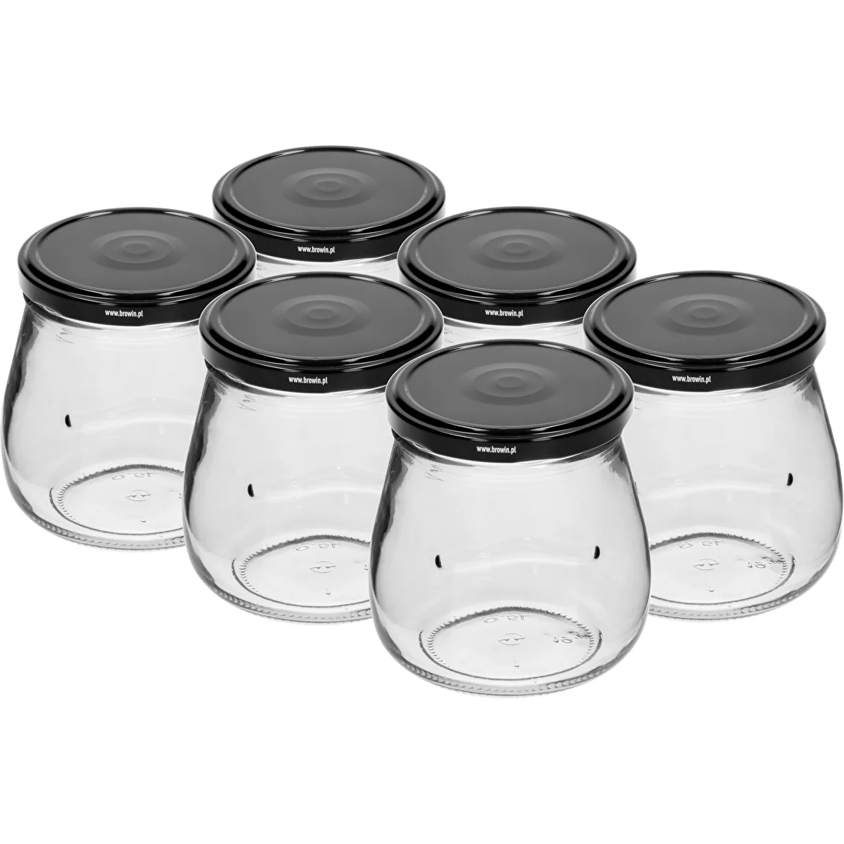 Twist-off-Glas 500 ml "Umgekehrte Amphora" mit schwarzem Schraubdeckel Ø 82/6, 6 Stück
