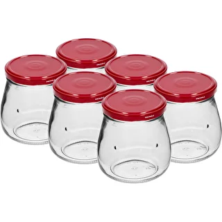 Twist-Off-Glas 500 ml "Umgekehrte Amphore" mit bordeauxrotem Deckel TO 82/6, 6 Stück