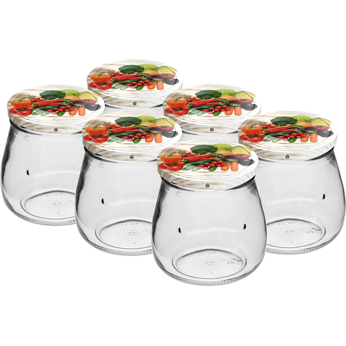 Twist-Off-Glas 500 ml „Umgedrehte Amphore“ mit farbigem Deckel, Ø 82/6, 6 Stück
