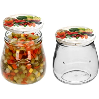 Twist-Off-Glas 500 ml „Umgedrehte Amphore“ mit farbigem Deckel, Ø 82/6, 6 Stück – photo 6