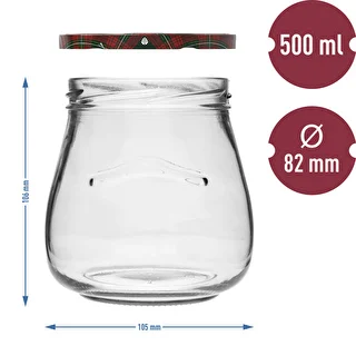 Twist-Off-Glas 500 ml „Umgedrehte Amphore“ mit farbigem Deckel, Ø 82/6, 6 Stück – photo 10