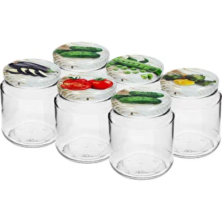 Twist-Off-Glas, bauchig, 580 ml mit farbigen Deckeln Ø 82/6, 6 Stück – photo 2
