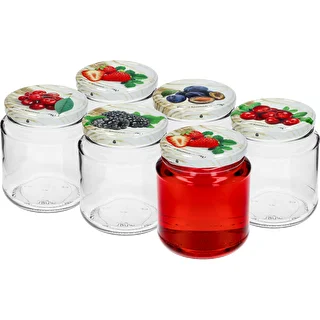 Twist-Off-Glas, bauchig, 580 ml mit farbigen Deckeln Ø 82/6, 6 Stück – photo 3
