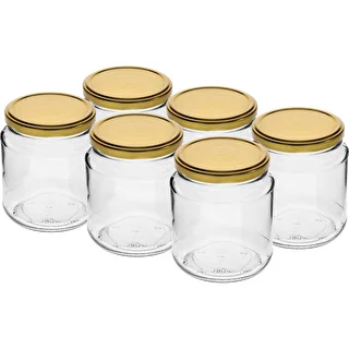 Twist-off-Glas, bauchig, 580 ml, mit goldenem Deckel Ø 82/6, 6 Stück