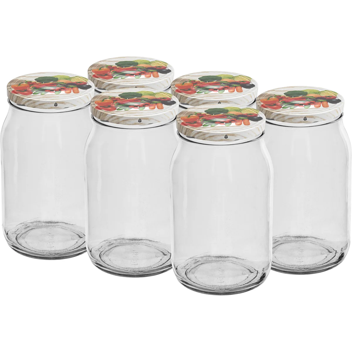 Einmachglas 900 ml mit farbigem Twist-Off-Deckel Ø 82/6 – 6 Stück
