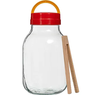 Twist-Off-Glas 3 l mit Kunststoff-Schraubdeckel + Gurkenzange Ø 100