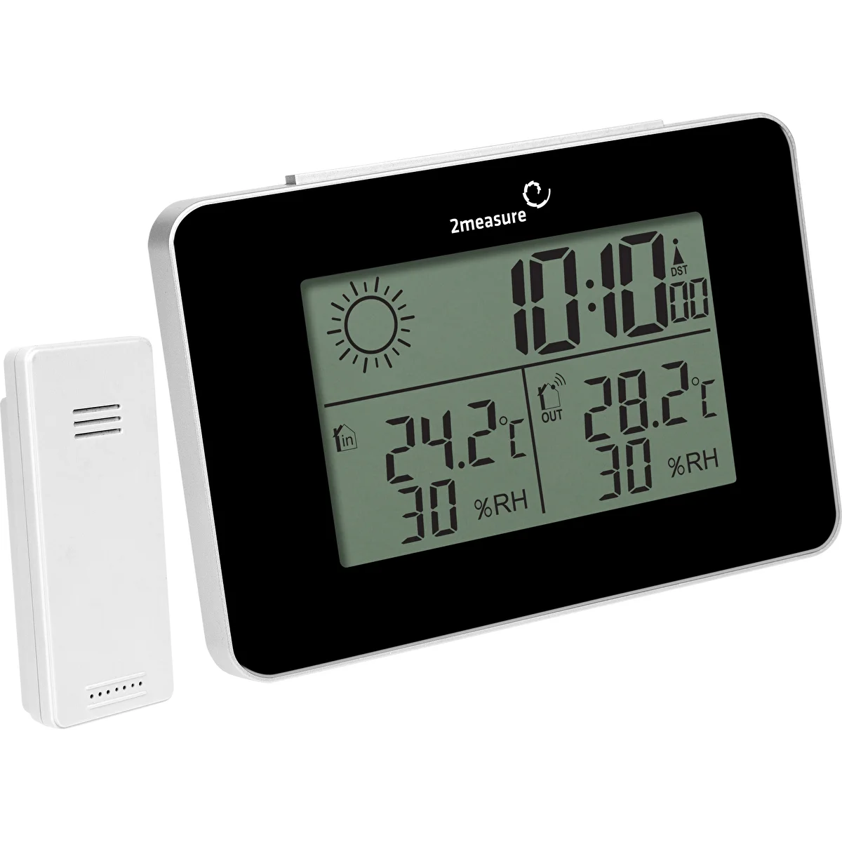 RCC-Wetterstation – elektronisch, kabellos, mit beleuchtetem Sensor, schwarz