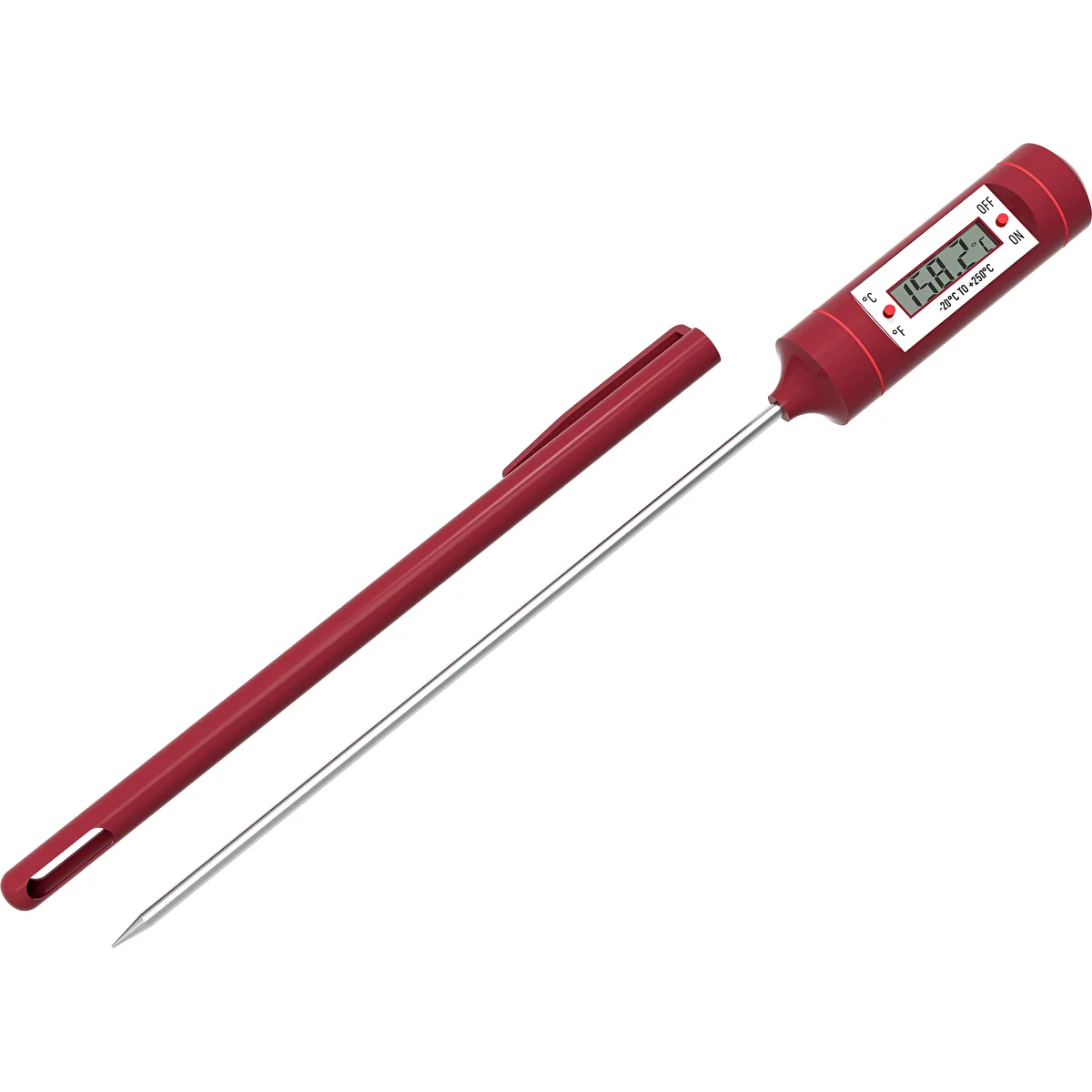 Elektronisches Küchenthermometer, LCD (-20 °C bis +250 °C), rot