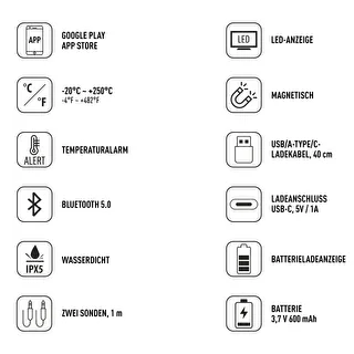 Küchenthermometer mit Bluetooth, 2 Sonden – photo 8