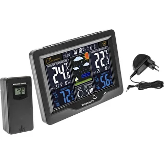 Wetterstation RCC, DCF – elektronisch, beleuchtet, kabellos, mit Sensor, schwarz