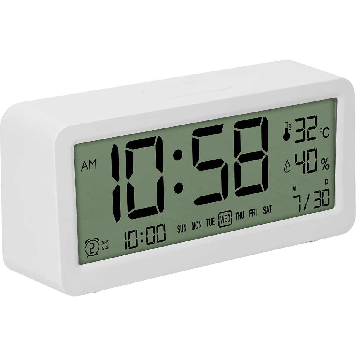 Elektronische Wetterstation Soens – weiß, mit Uhr und Kalender